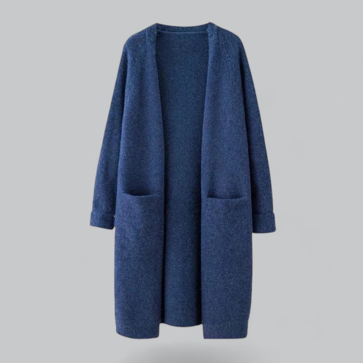 Women's Relaxed-Fit Long Open-Style Knit Cardigan – Blue