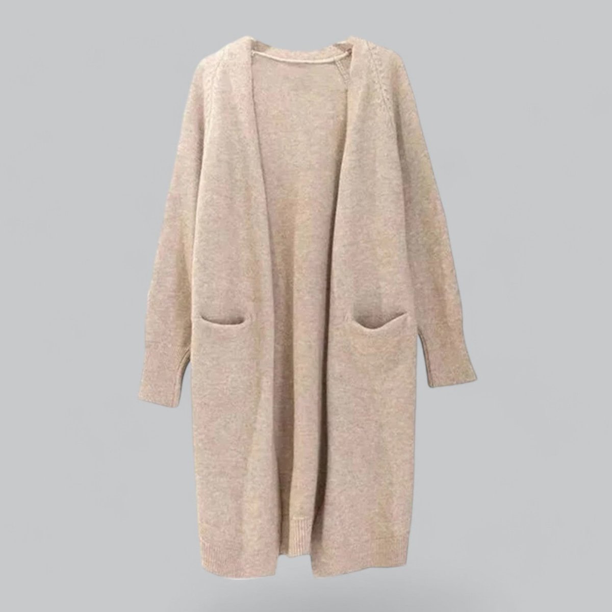 Women's Relaxed-Fit Long Open-Style Knit Cardigan – Khaki