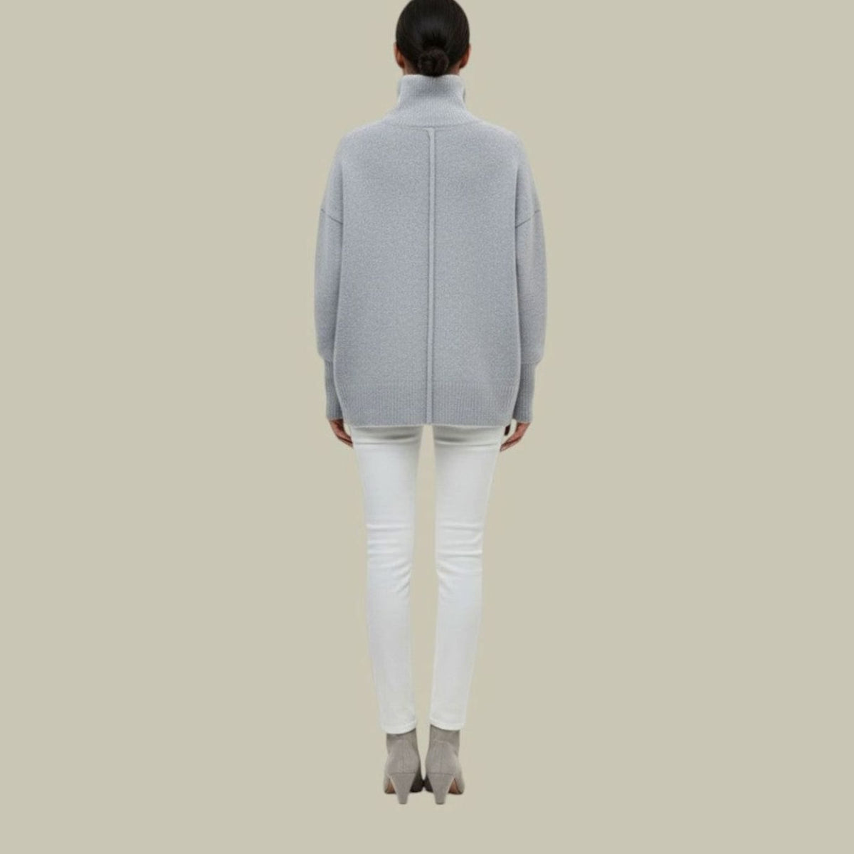 Women's Relaxed-Fit Chunky-Knit Rib-Knit Roll-Neck Knit Sweater – view 3