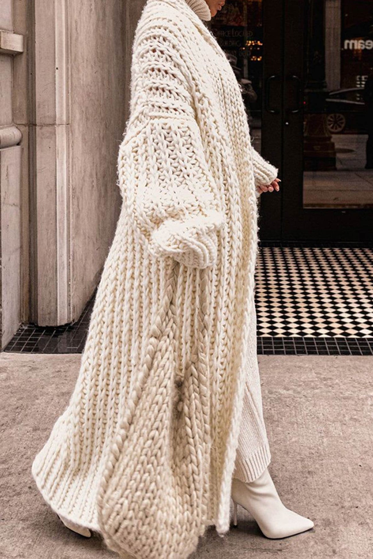 Women's Loose-Fit Open-Style Chunky-Knit Longline Knit Cardigan – view 5