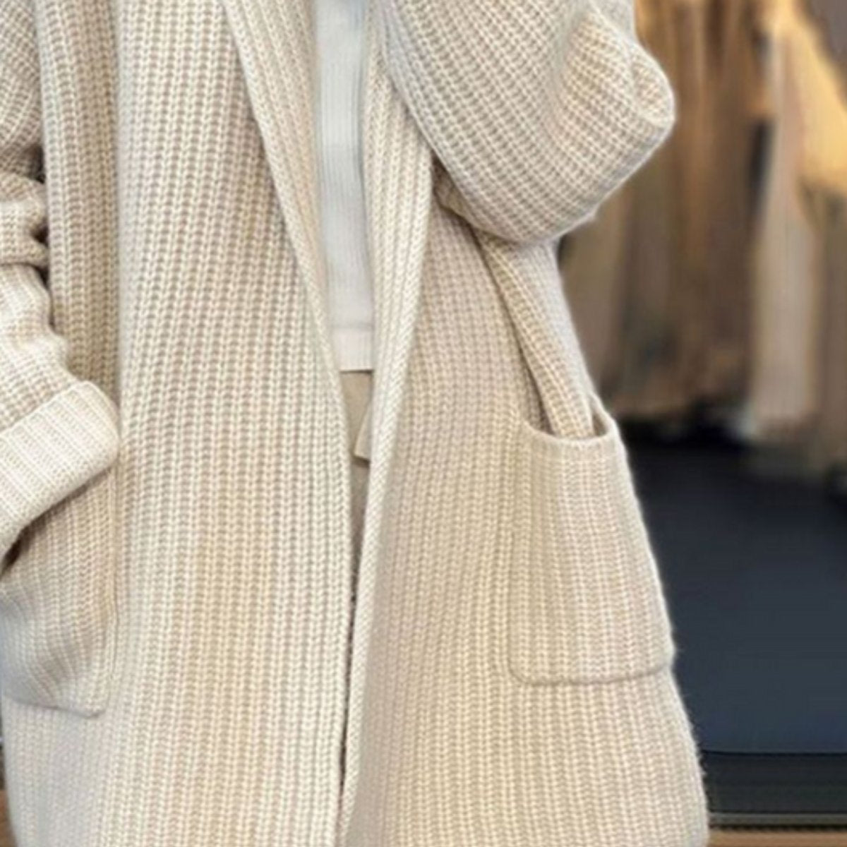 Women's Relaxed-Fit Open-Style Knit Cardigan Scarf Collar – view 3