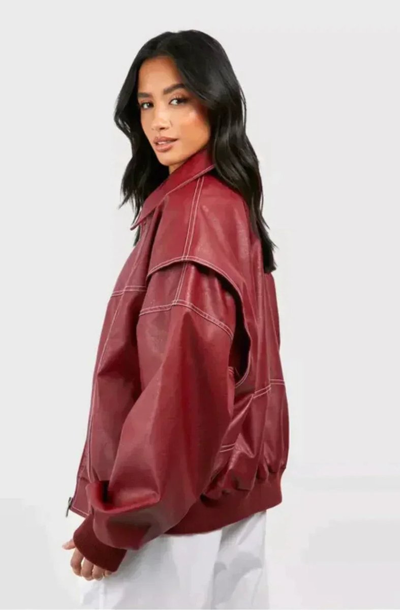 Women's Relaxed-Fit Contrast-Stitch Bomber Jacket – view 6