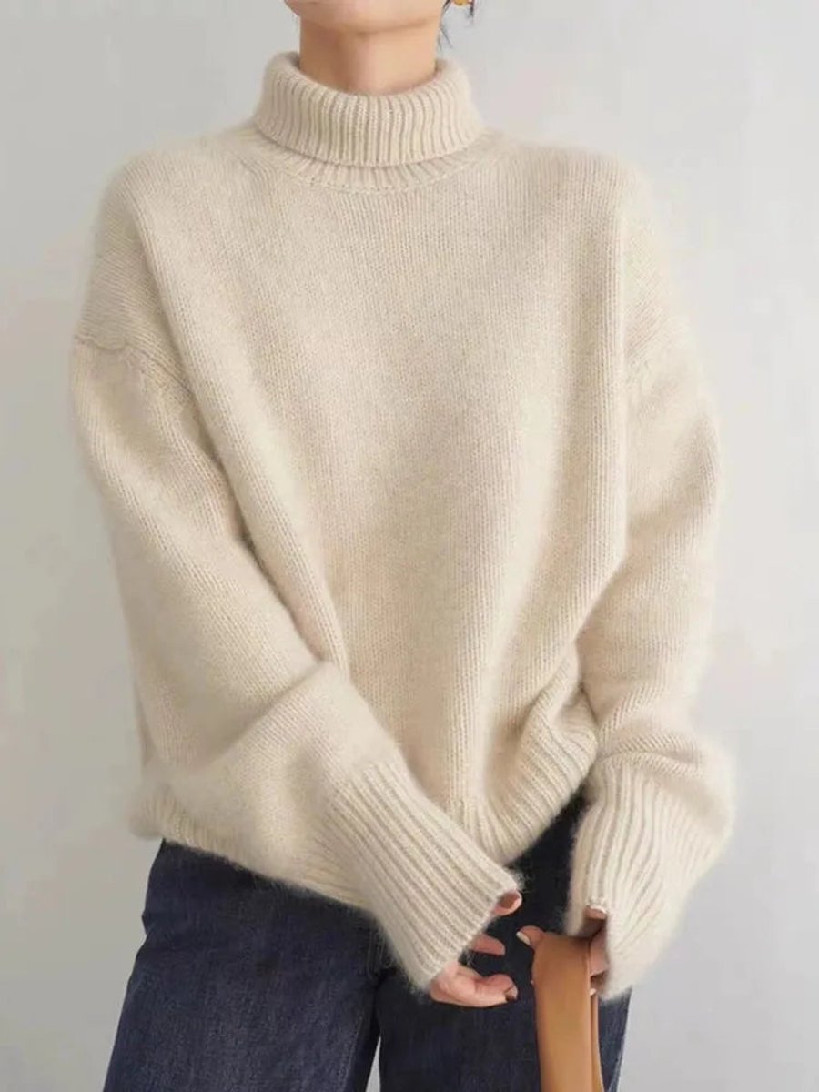 Women's Loose-Fit Roll-Neck Plush Knit Pullover – view 2