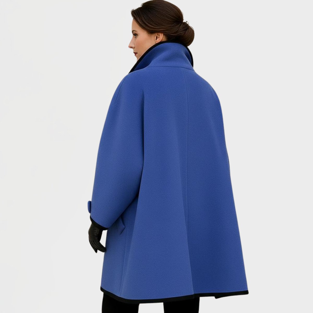 Women's Loose-Fit Wool-Blend Contrast-Trim Coat – view 2