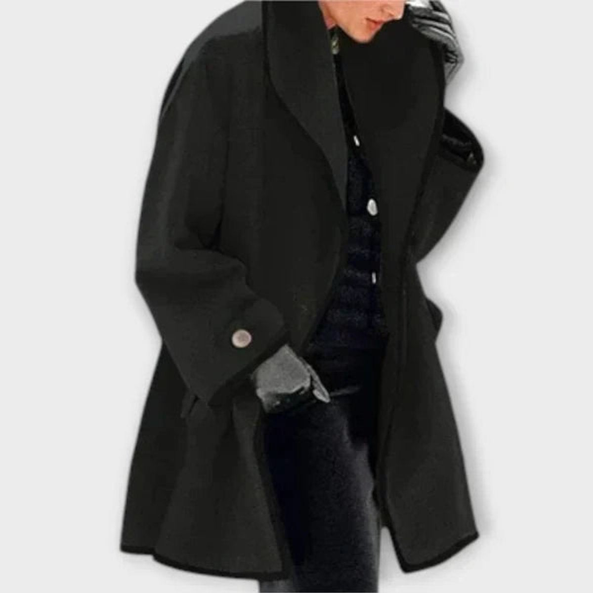 Women's Loose-Fit Wool-Blend Contrast-Trim Coat – view 8