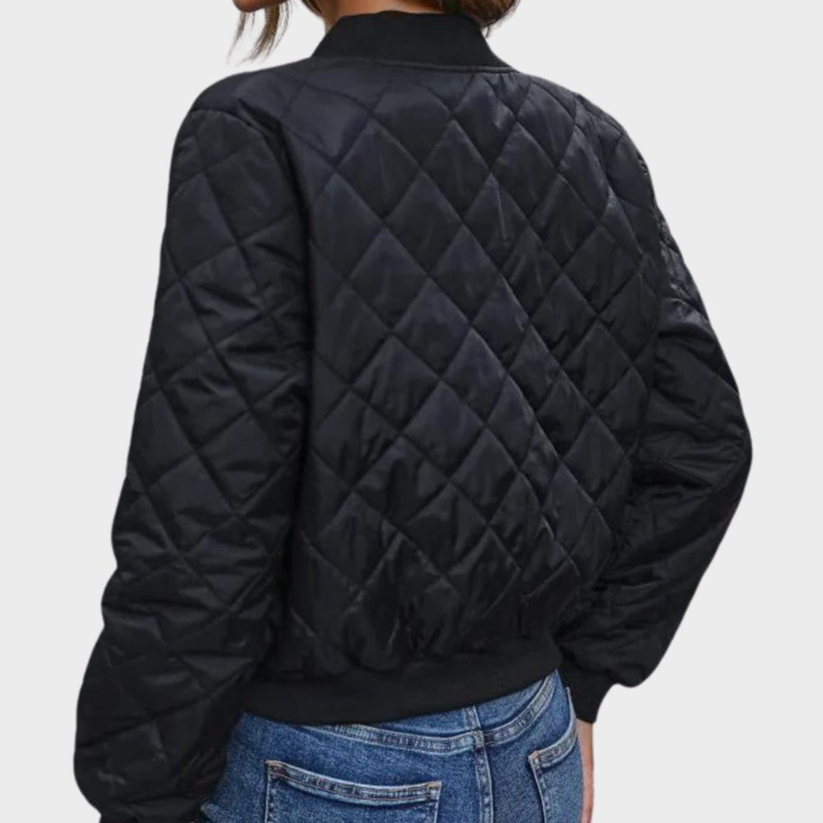 Women's Padded Diamond-Stitch Crop-Length Bomber Jacket – view 2