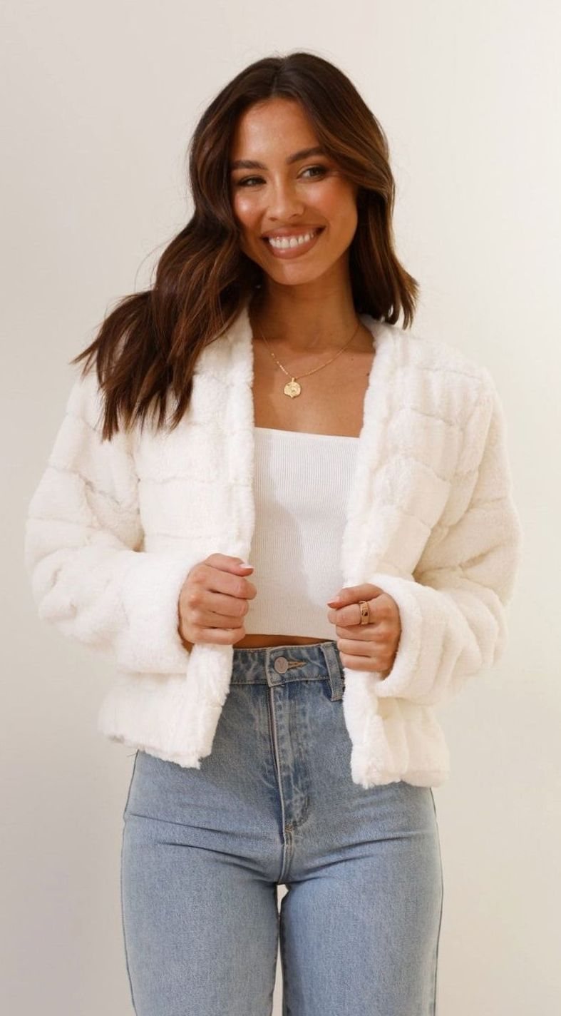 Women's Padded Open-Style Evening Jacket – White