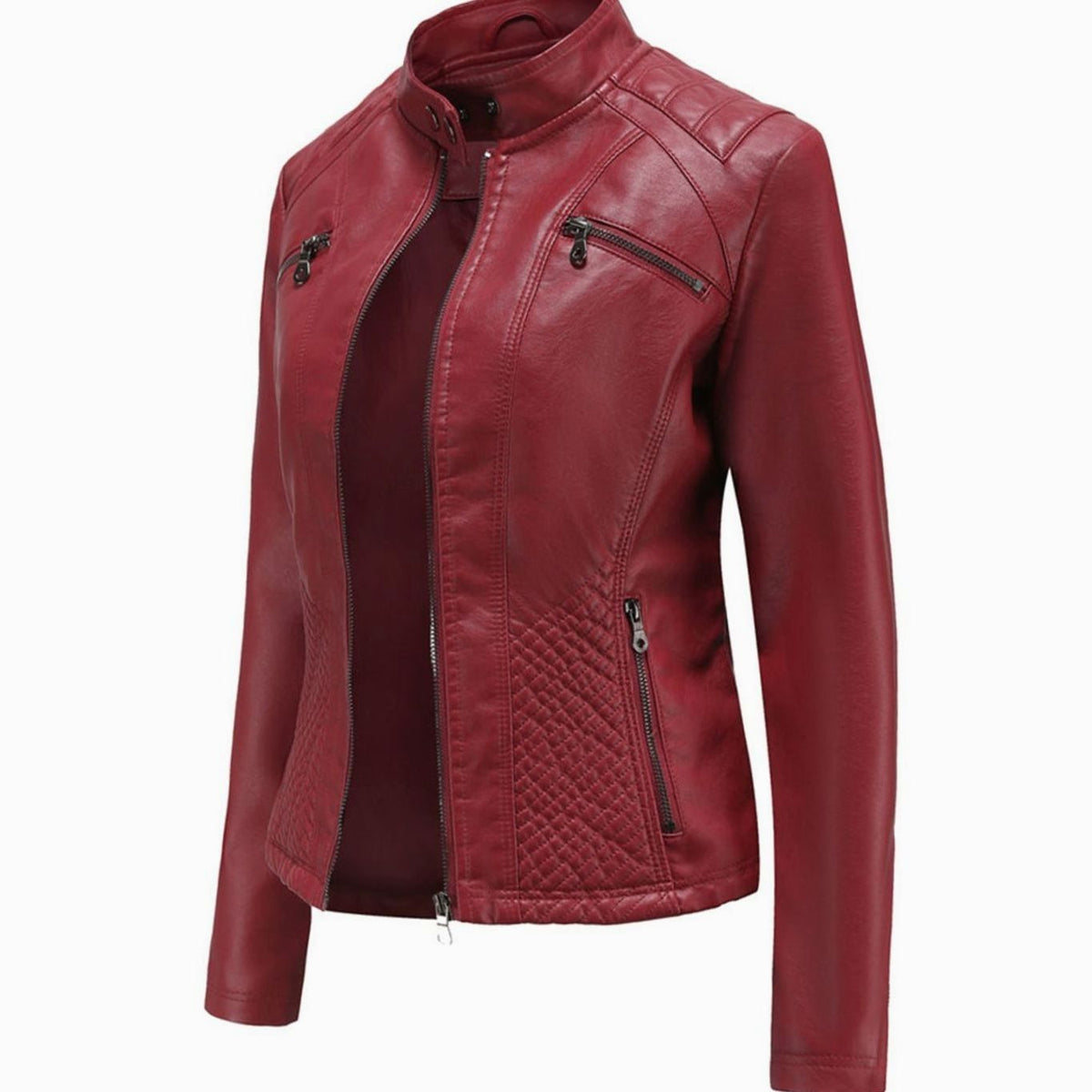 Women's Padded Leather-Look Biker Jacket – view 10