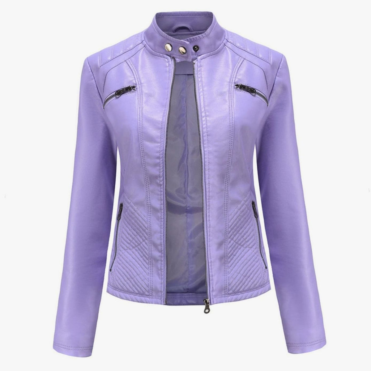 Women's Padded Leather-Look Biker Jacket – view 8