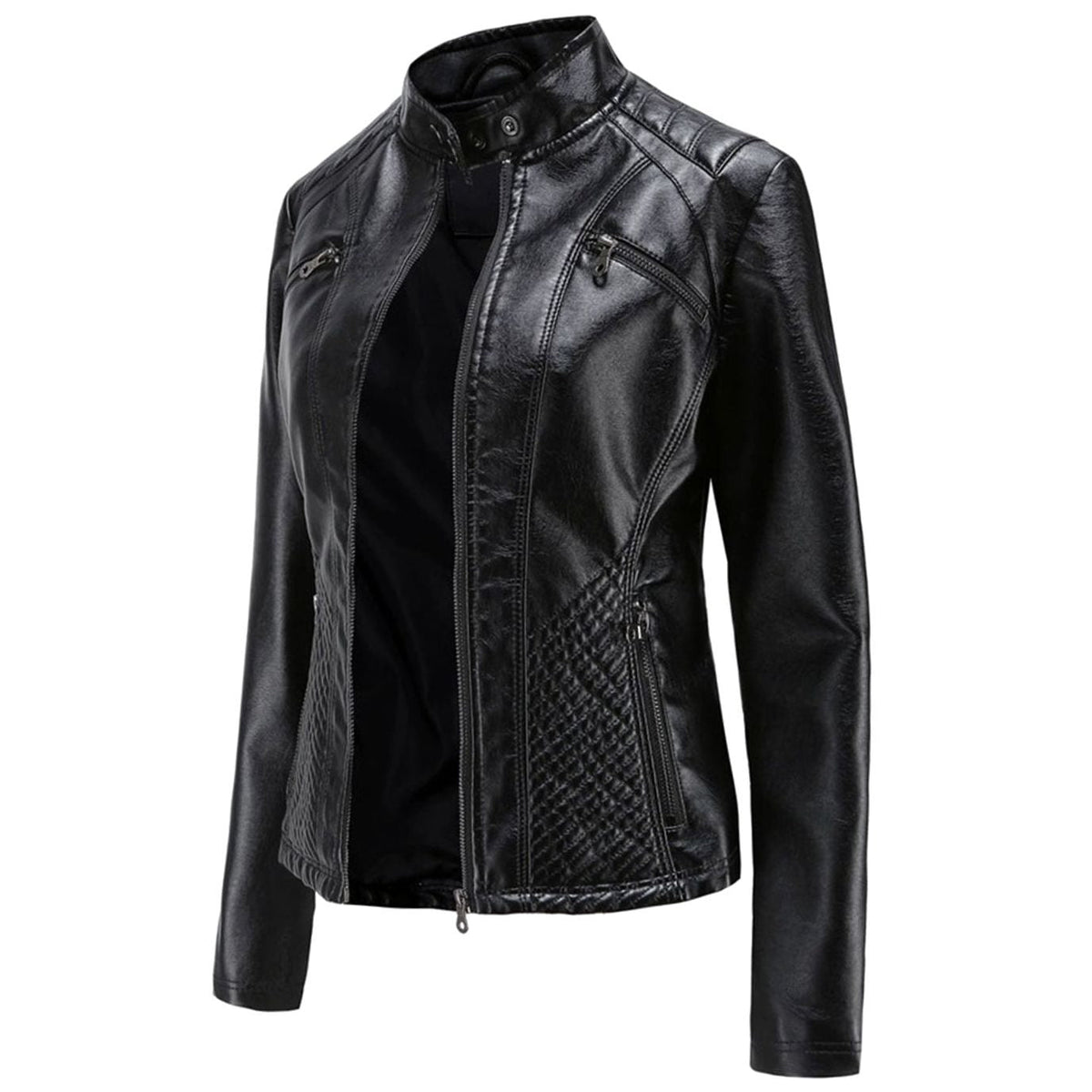 Women's Padded Leather-Look Biker Jacket – view 9
