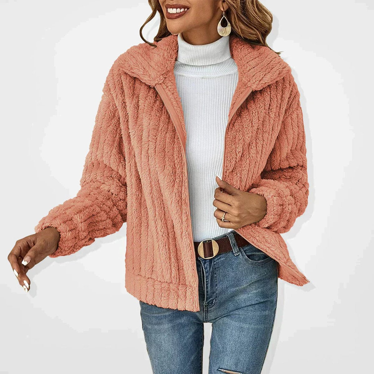 Women's Plush Fleece Full-Zip Jacket – Rose