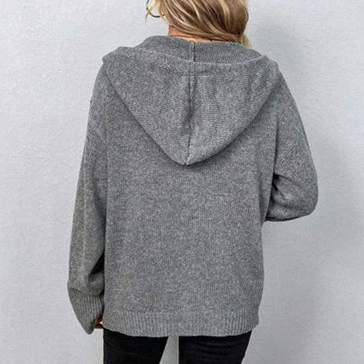Women's Oversized Hood-Detail Button Knit Cardigan – view 2