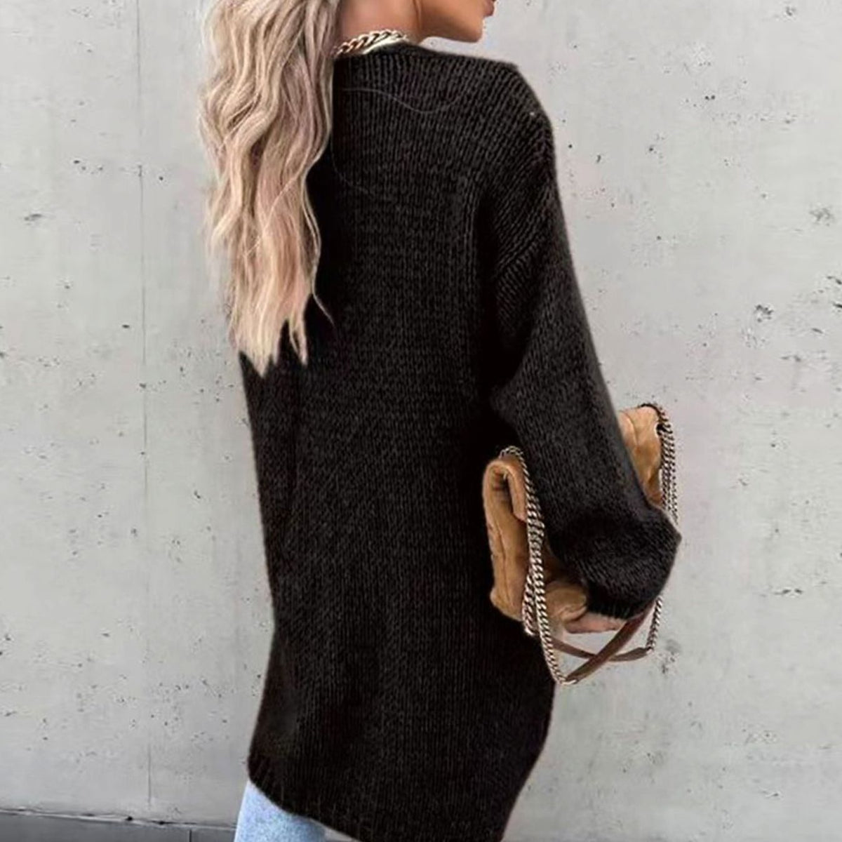 Women's Long Open-Style Easy-Fit Knit Cardigan – view 2