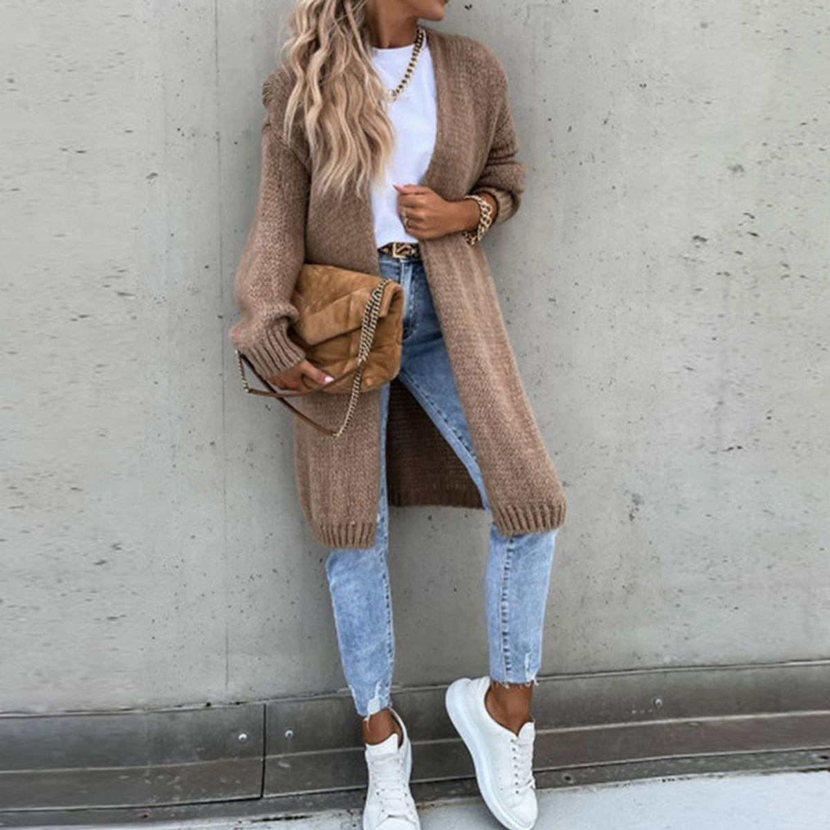 Women's Long Open-Style Easy-Fit Knit Cardigan – view 9