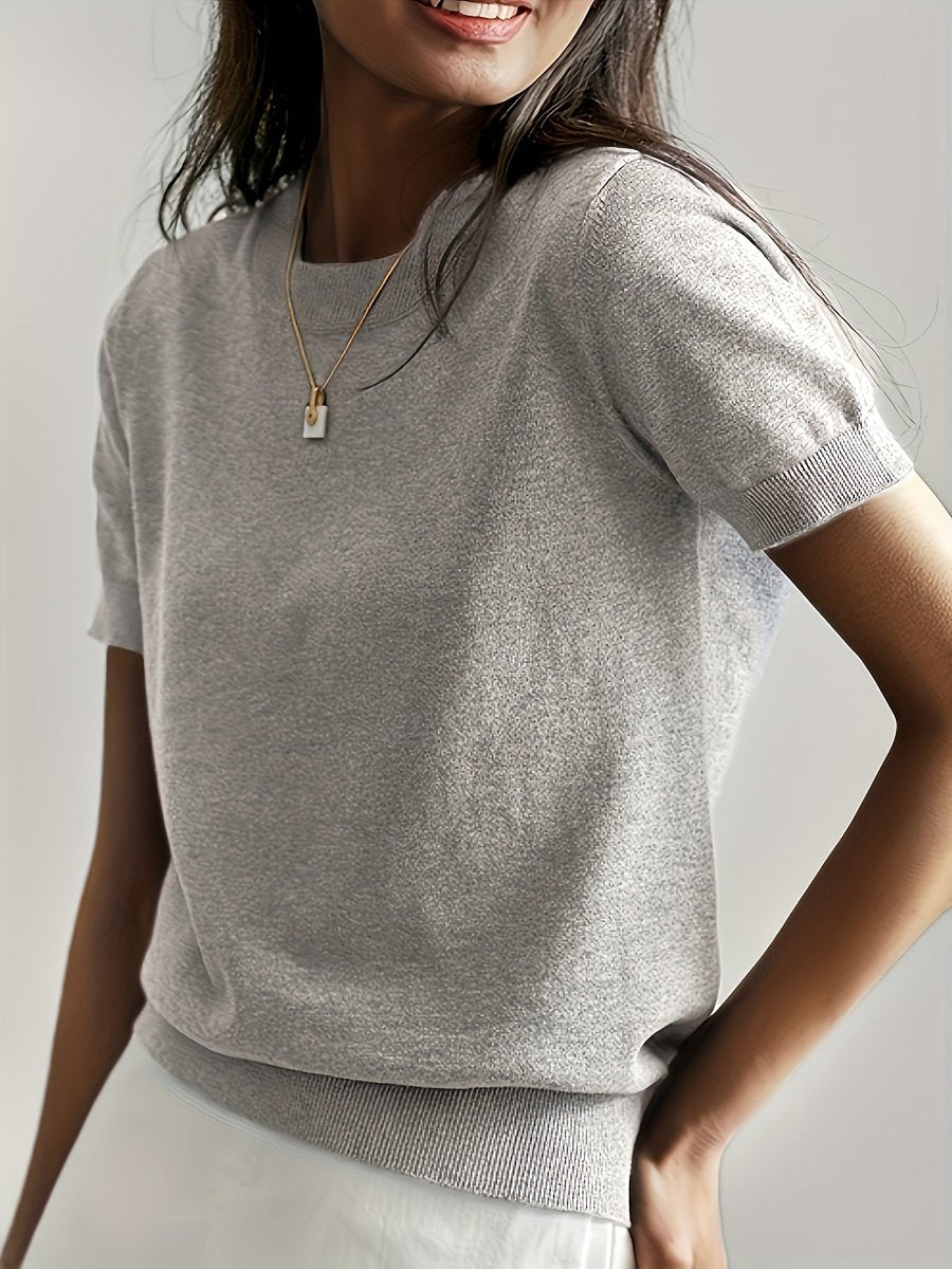 Women's Easy-Fit Short Sleeve Knit Sweater Top – view 6