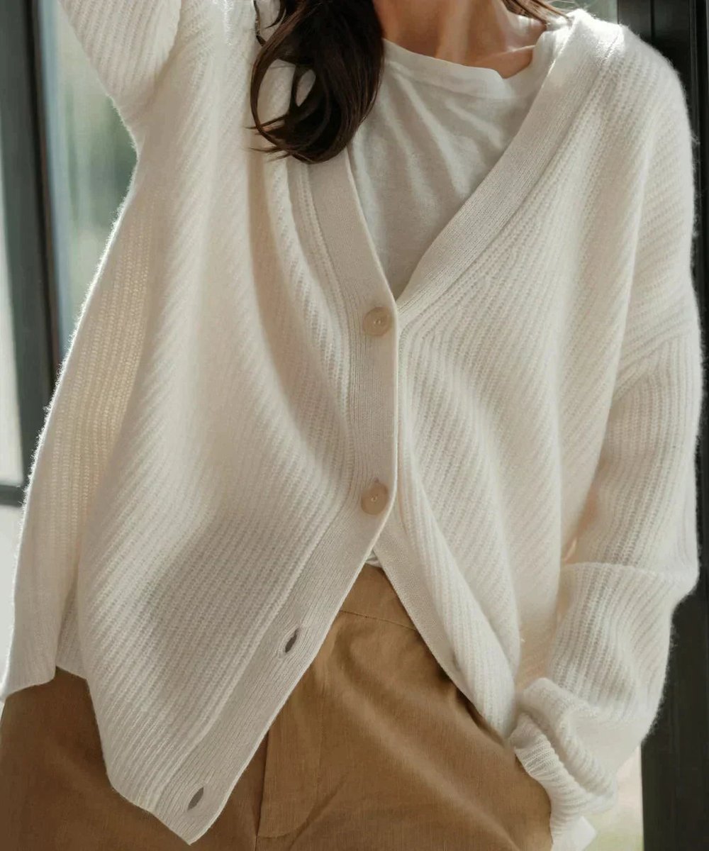 Women's Oversized V-Neckline Button-Front Knit Cardigan – view 2