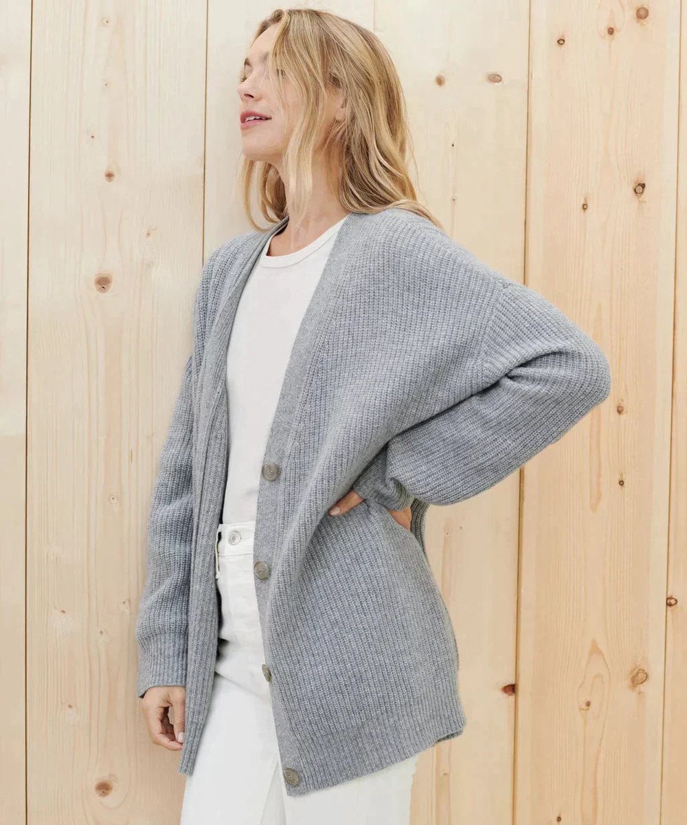 Women's Oversized V-Neckline Button-Front Knit Cardigan – view 3