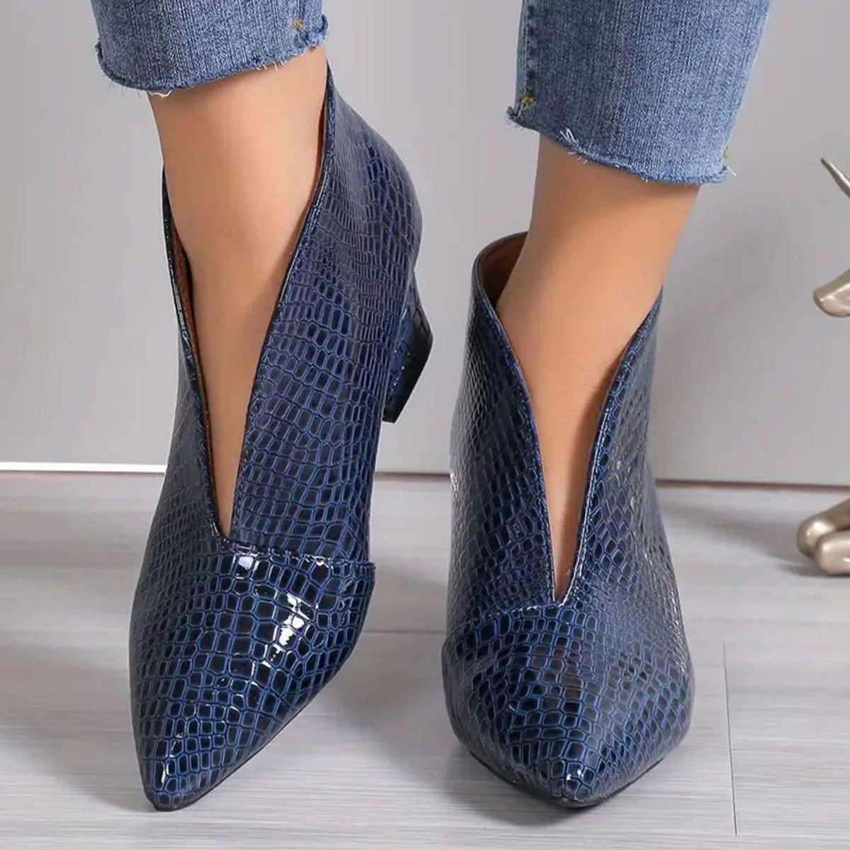 Women's Reptile Textured V-Cut Booties – view 1