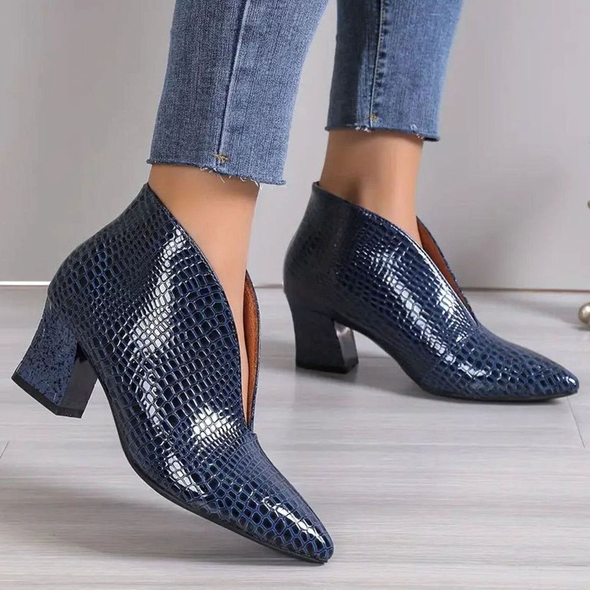 Women's Reptile Textured V-Cut Booties – view 2
