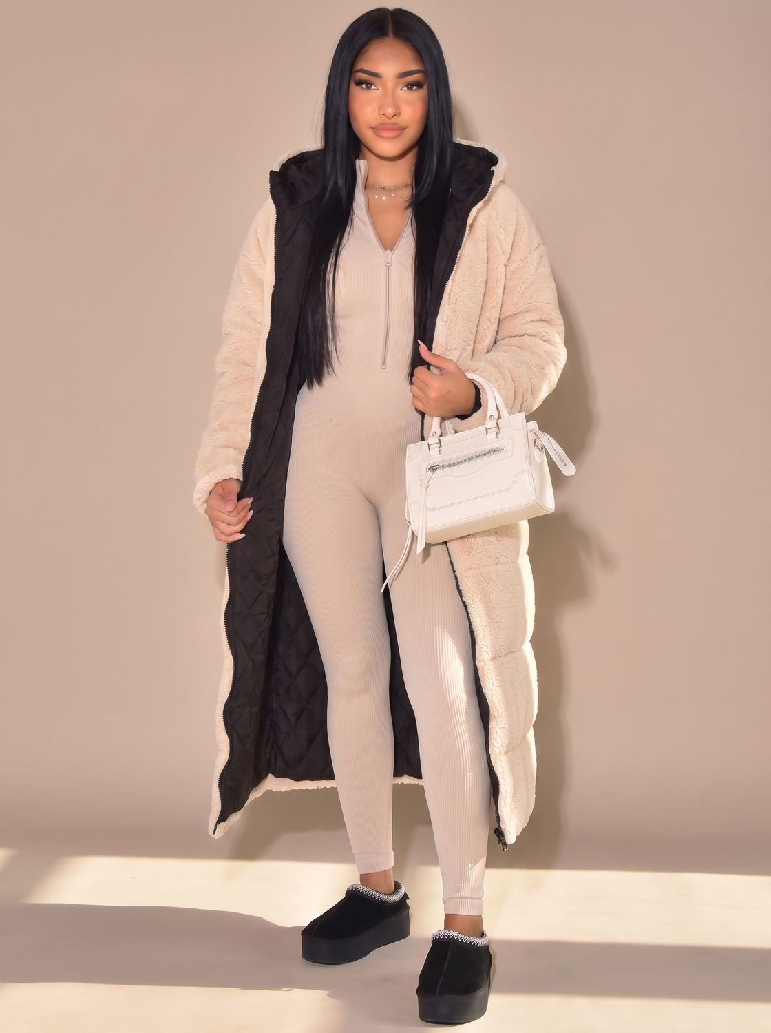 Women's Reversible Sherpa and Padded Hood-Detail Coat – view 8