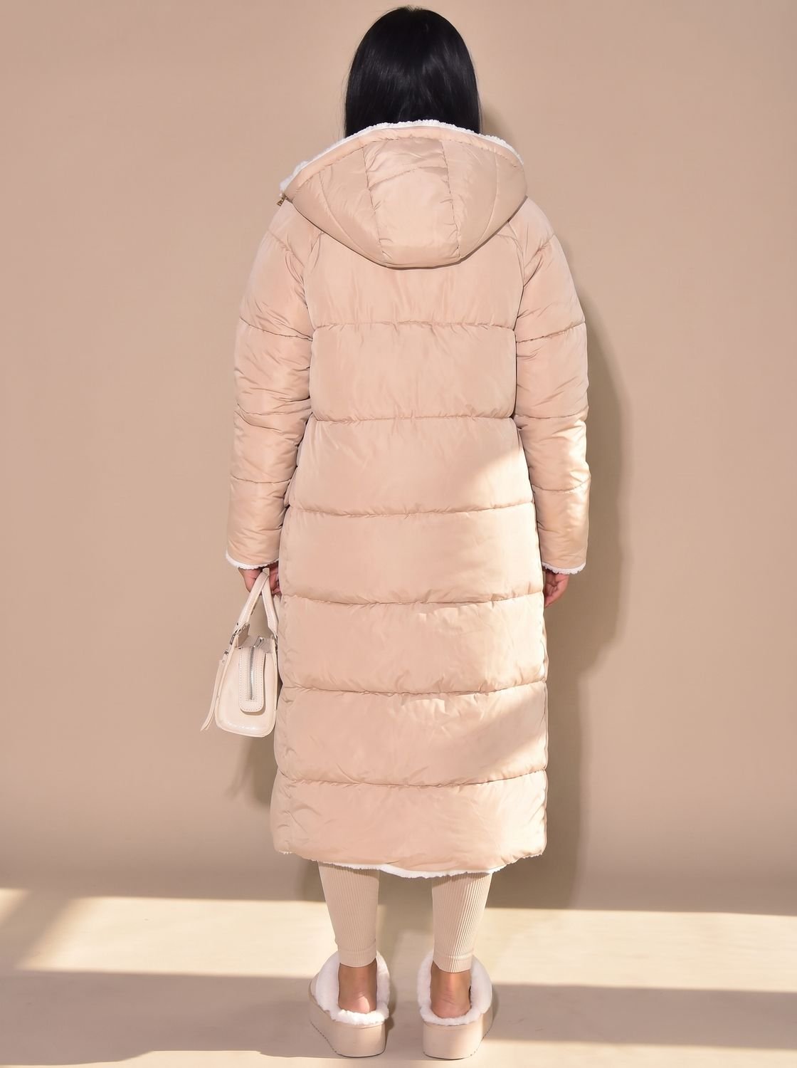 Women's Reversible Sherpa and Padded Hood-Detail Coat – view 9