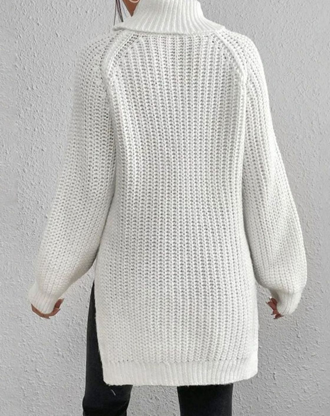 Women's Rib-Knit Roll-Neck Chunky-Knit Sweater – view 3
