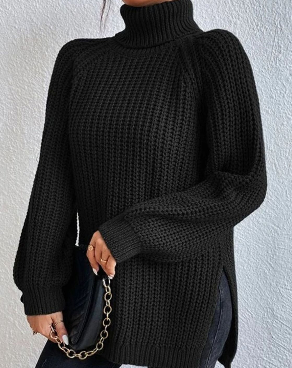 Women's Rib-Knit Roll-Neck Chunky-Knit Sweater – view 5