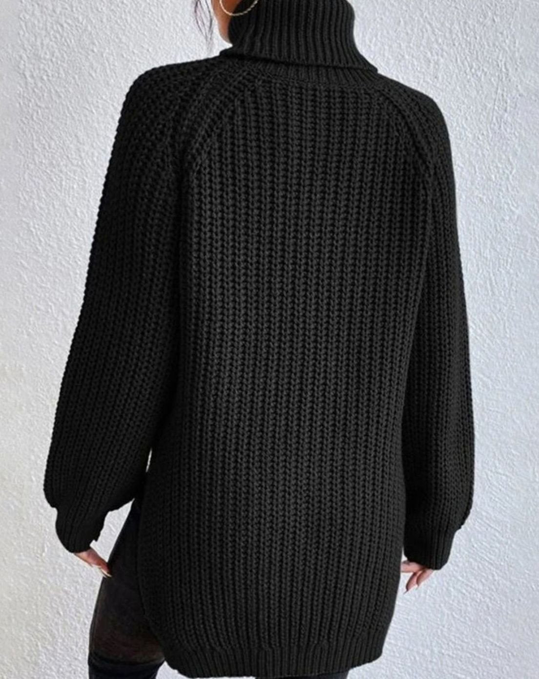 Women's Rib-Knit Roll-Neck Chunky-Knit Sweater – view 6