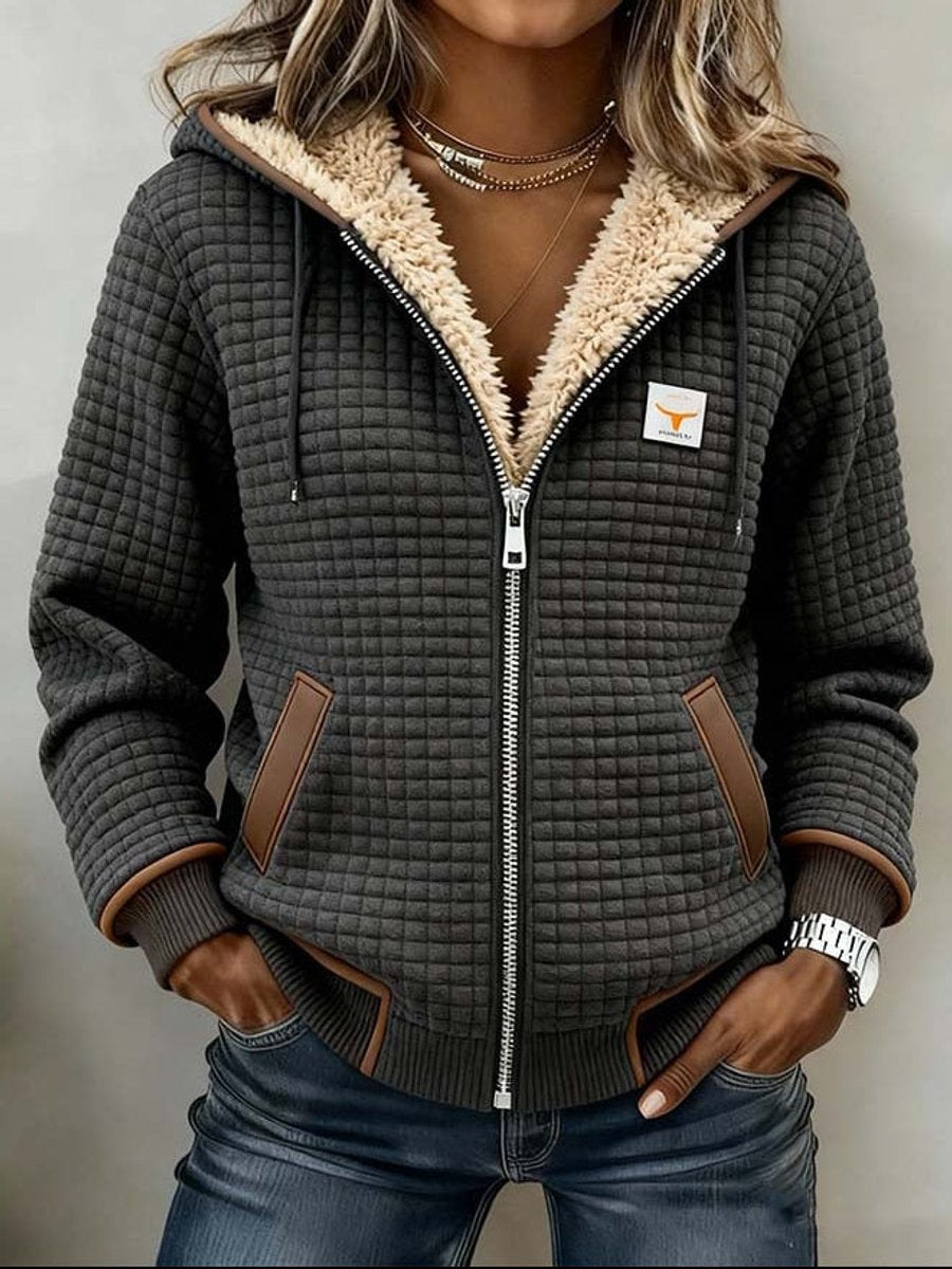 Women's Sherpa-Backed Hood-Detail Padded Jacket – S
