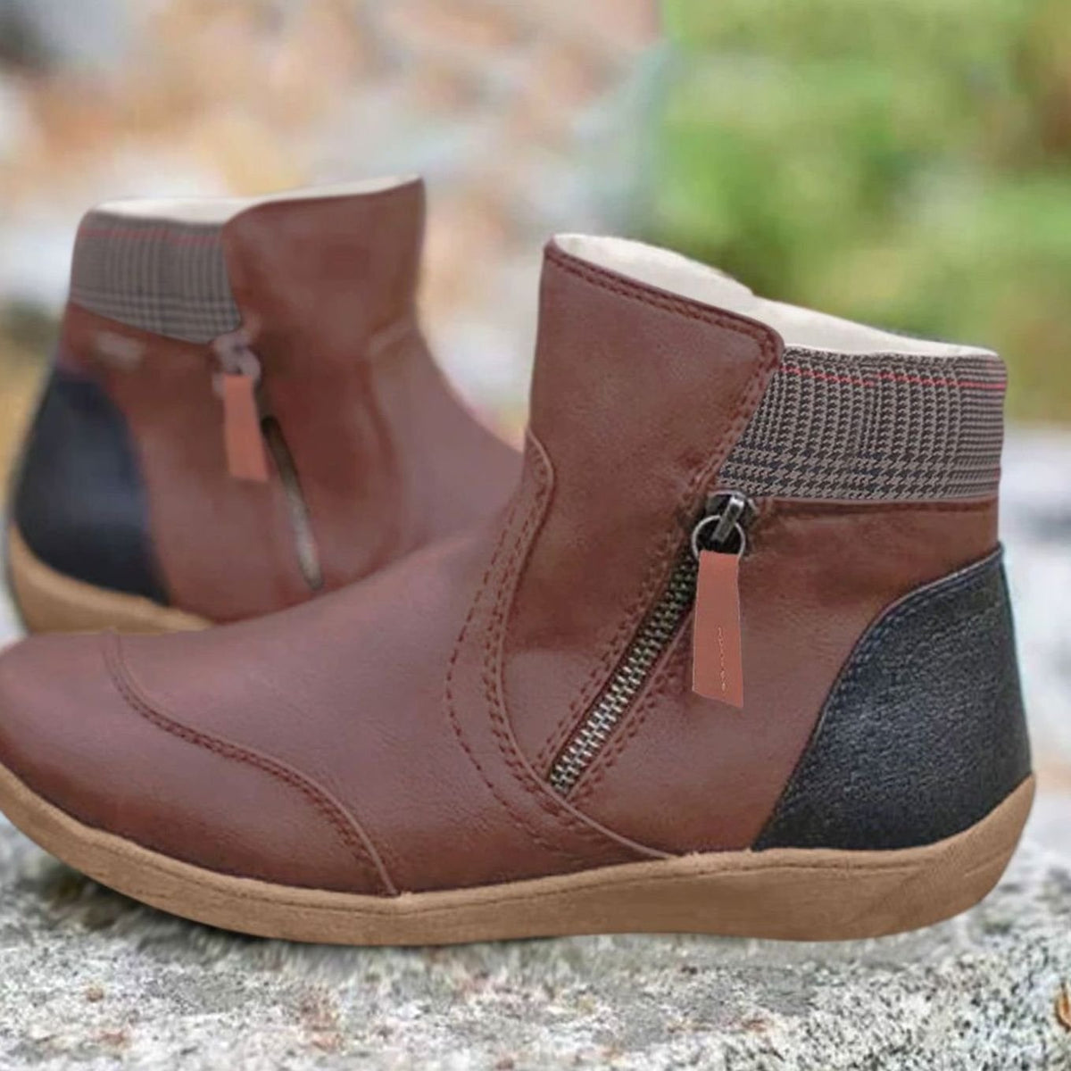 Women's Side-Zip Flat-Sole Ankle Boots Colorblock – view 3