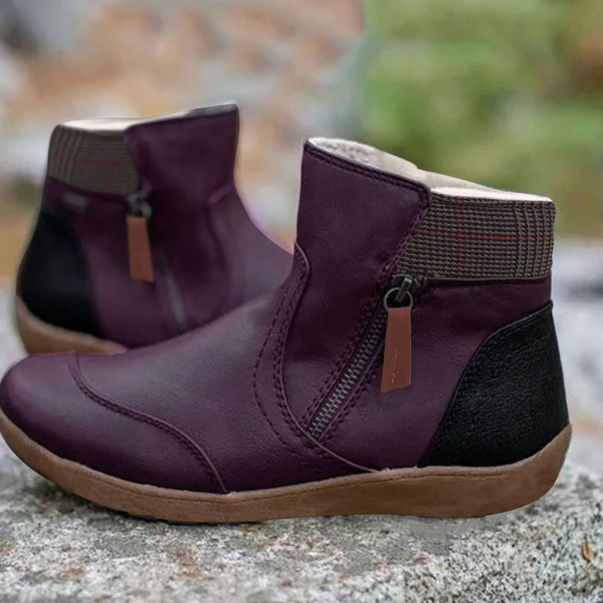 Women's Side-Zip Flat-Sole Ankle Boots Colorblock – view 4