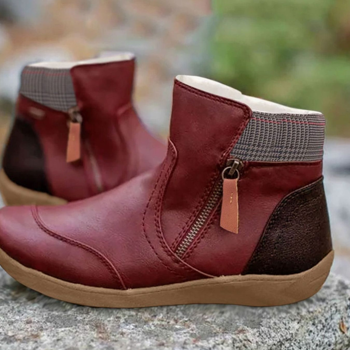 Women's Side-Zip Flat-Sole Ankle Boots Colorblock – view 5