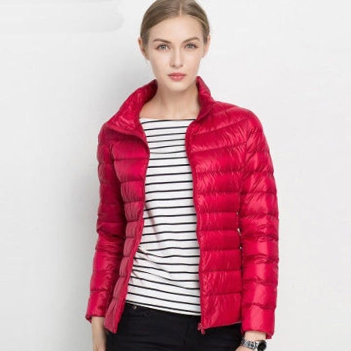 Women's Slim-Cut Light-Weight Puffer Coat – Red