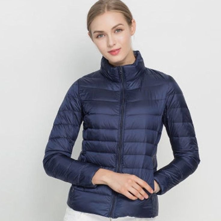 Women's Slim-Cut Light-Weight Puffer Coat – Navy Blue
