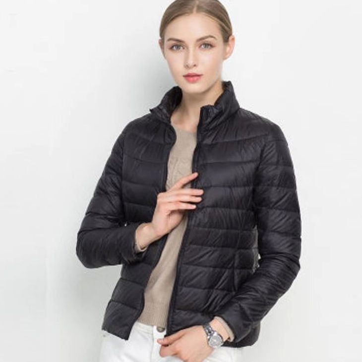 Women's Slim-Cut Light-Weight Puffer Coat – Black