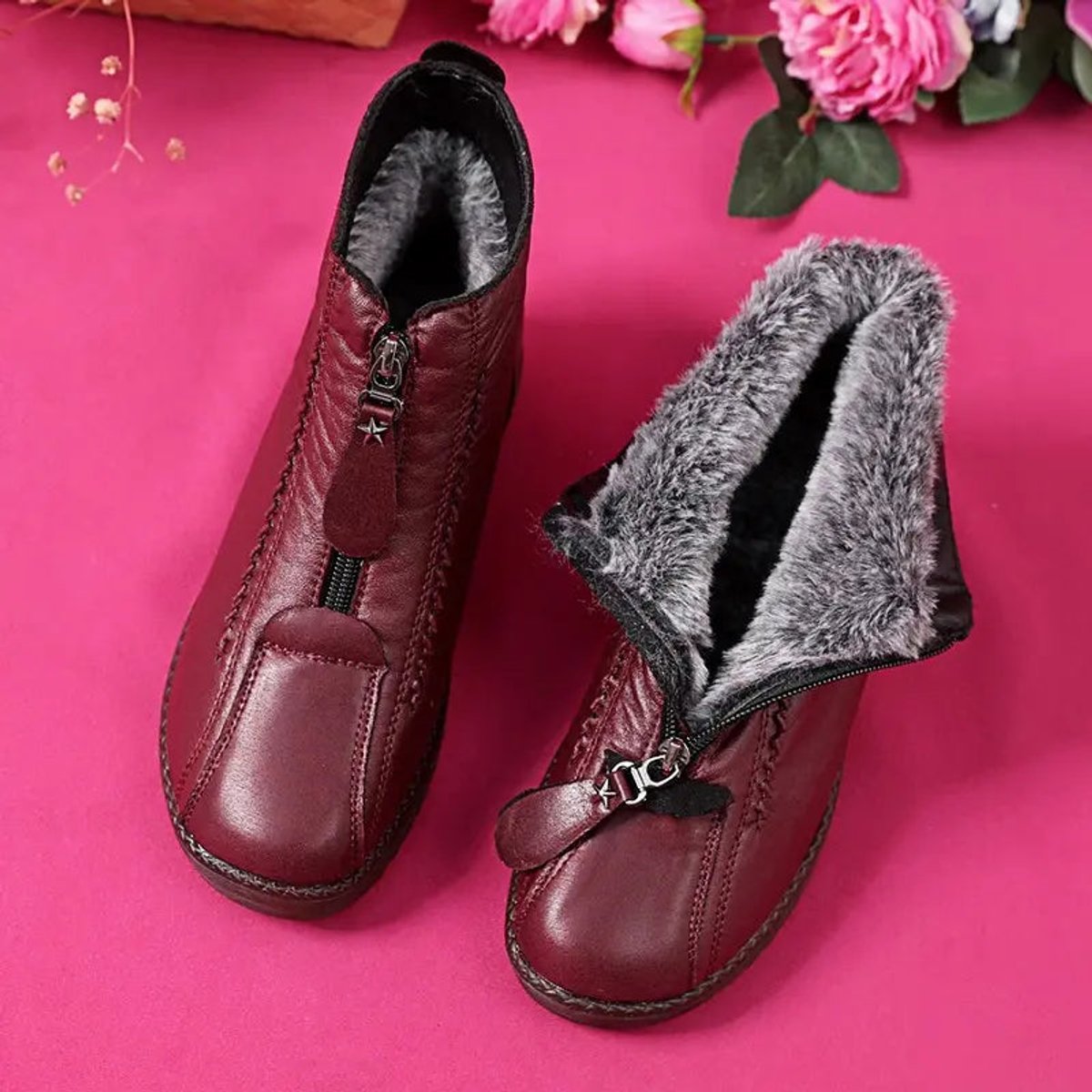 Women's Slip-Resistant Fleece-Backed Leather Booties – view 1