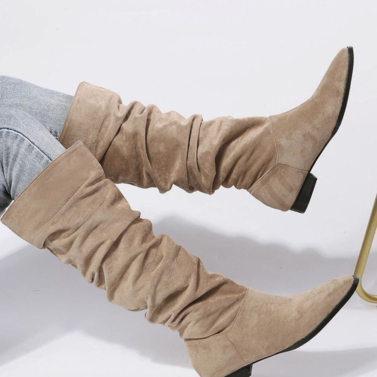 Women's Pointed-Toe Slouchy Knee-High Suede-Finish Boots – view 3