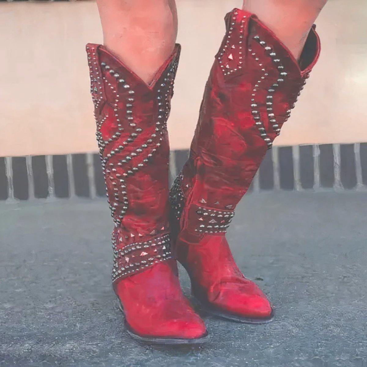 Women's Studded Western Knee High Boots for Evening Wear – view 4