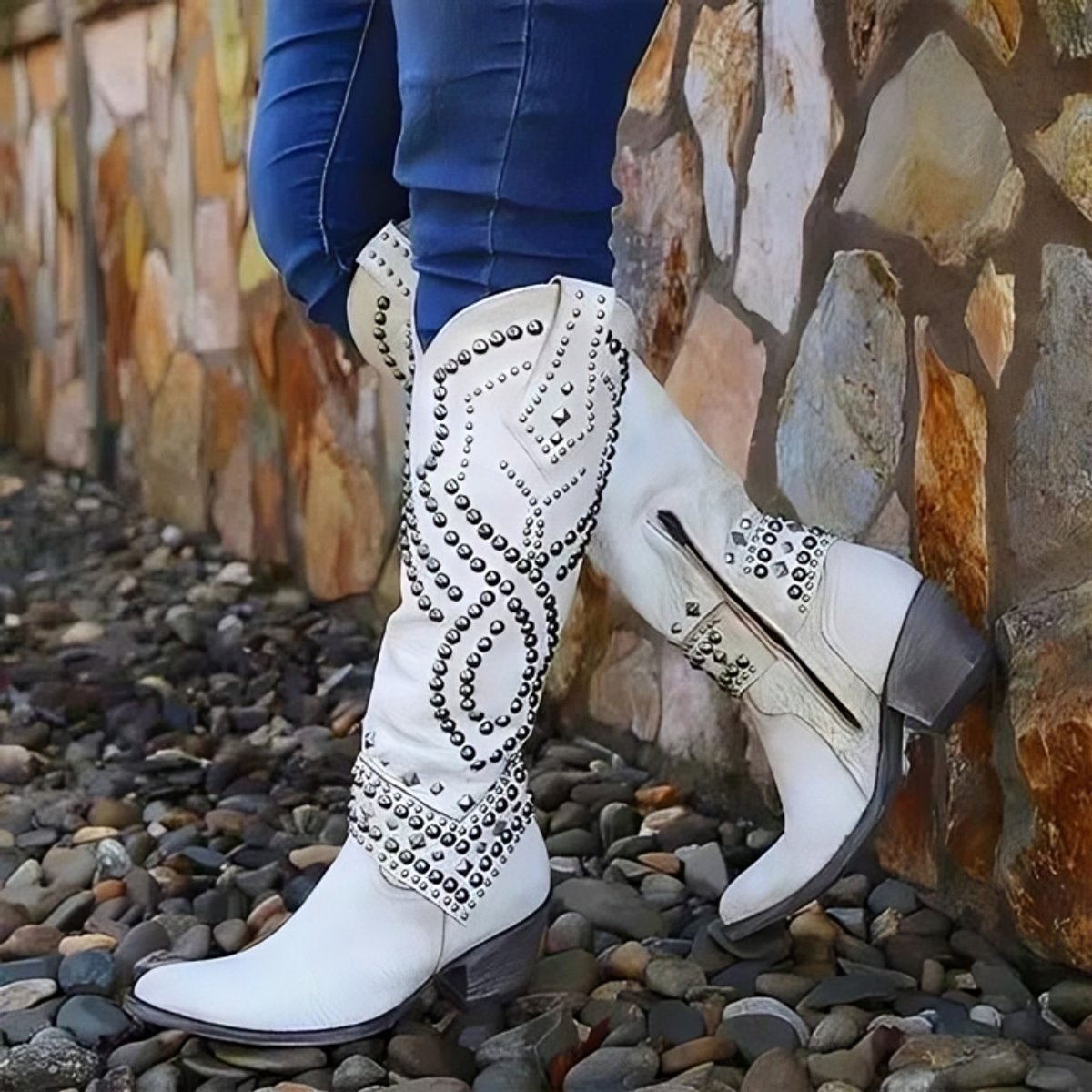 Women's Studded Western Knee High Boots for Evening Wear – view 5