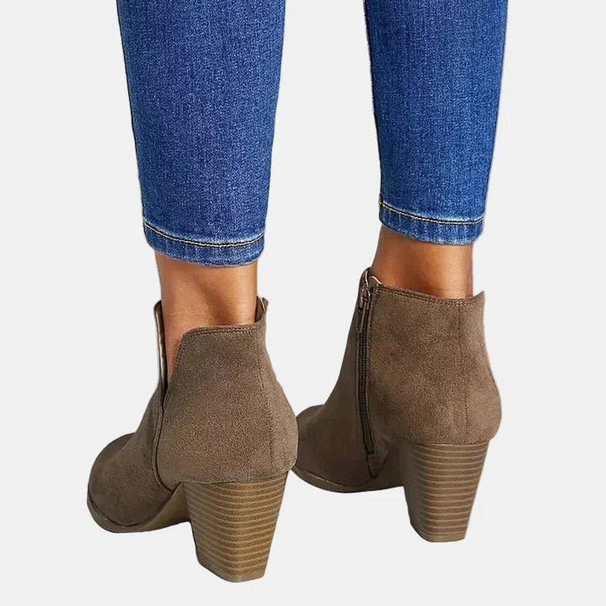 Women's Suede-Finish Block-Heel Side-Zip Booties – view 4