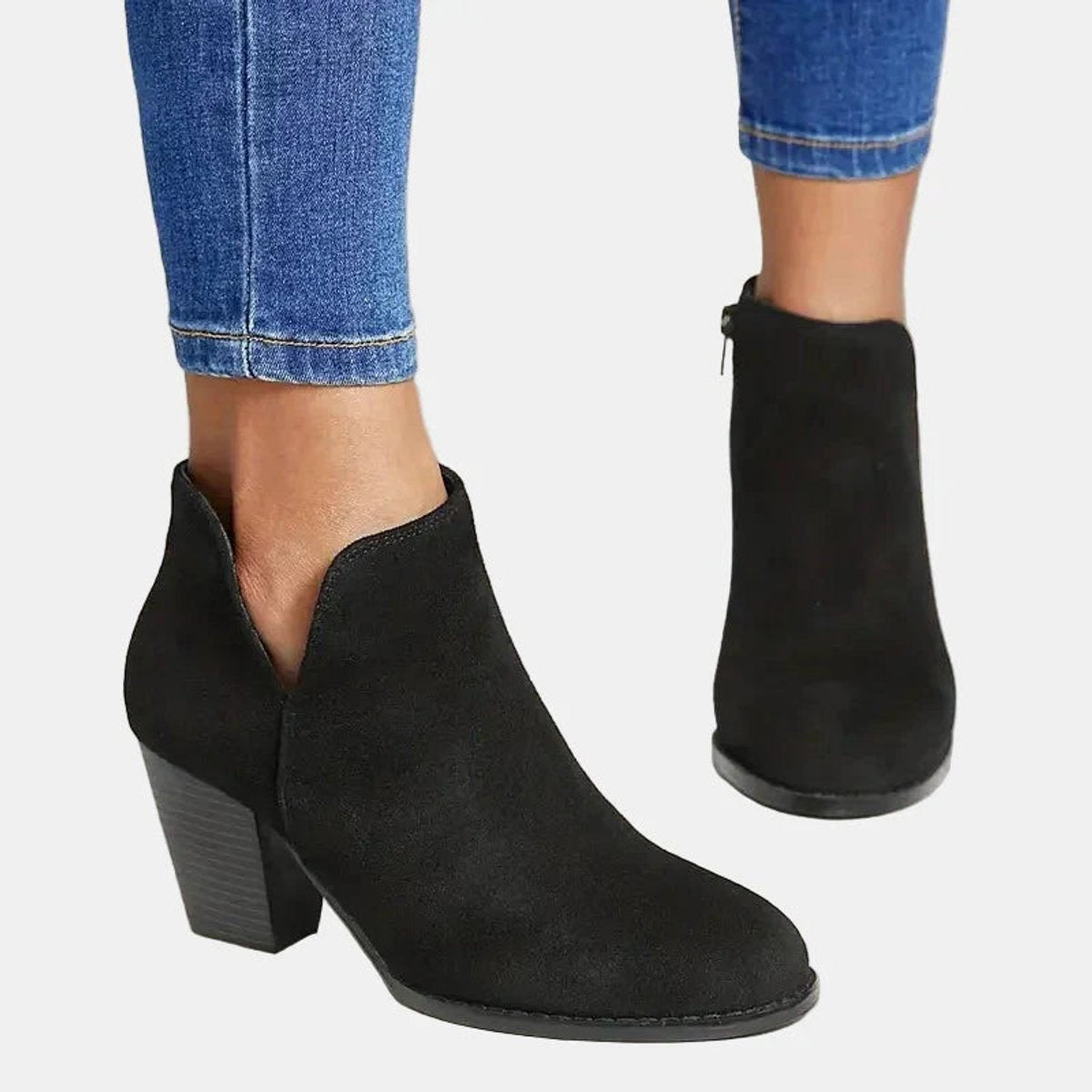 Women's Suede-Finish Block-Heel Side-Zip Booties – view 6