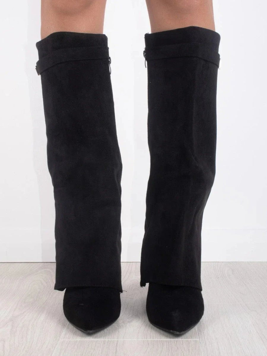 Women's Suede-Finish Fold-Over Knee-High Boots Clasp – view 5