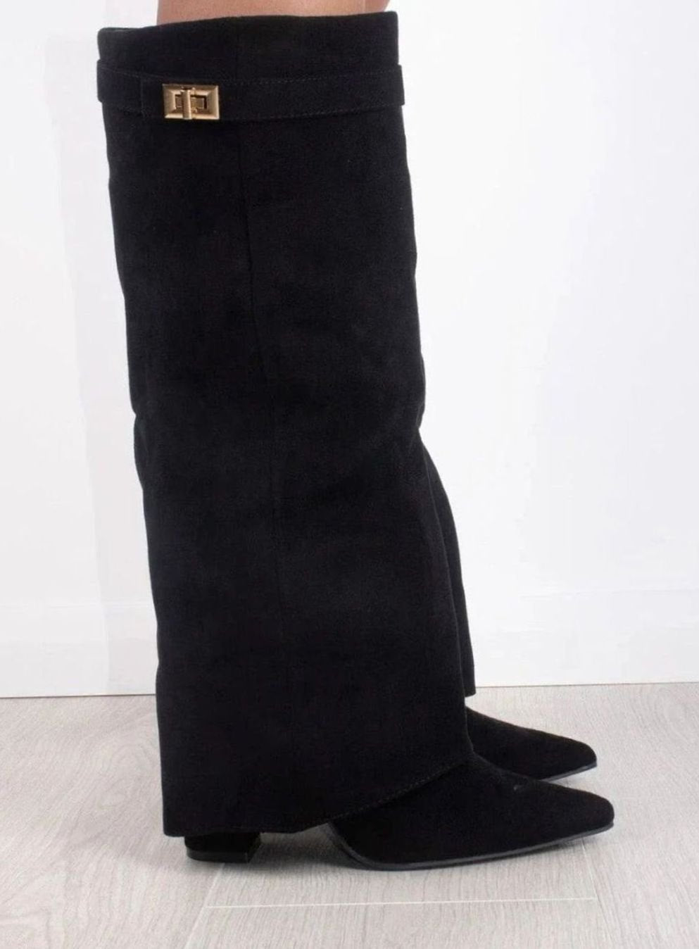 Women's Pointed-Toe Wedge-Heel Suede-Finish Tall Boots – view 2