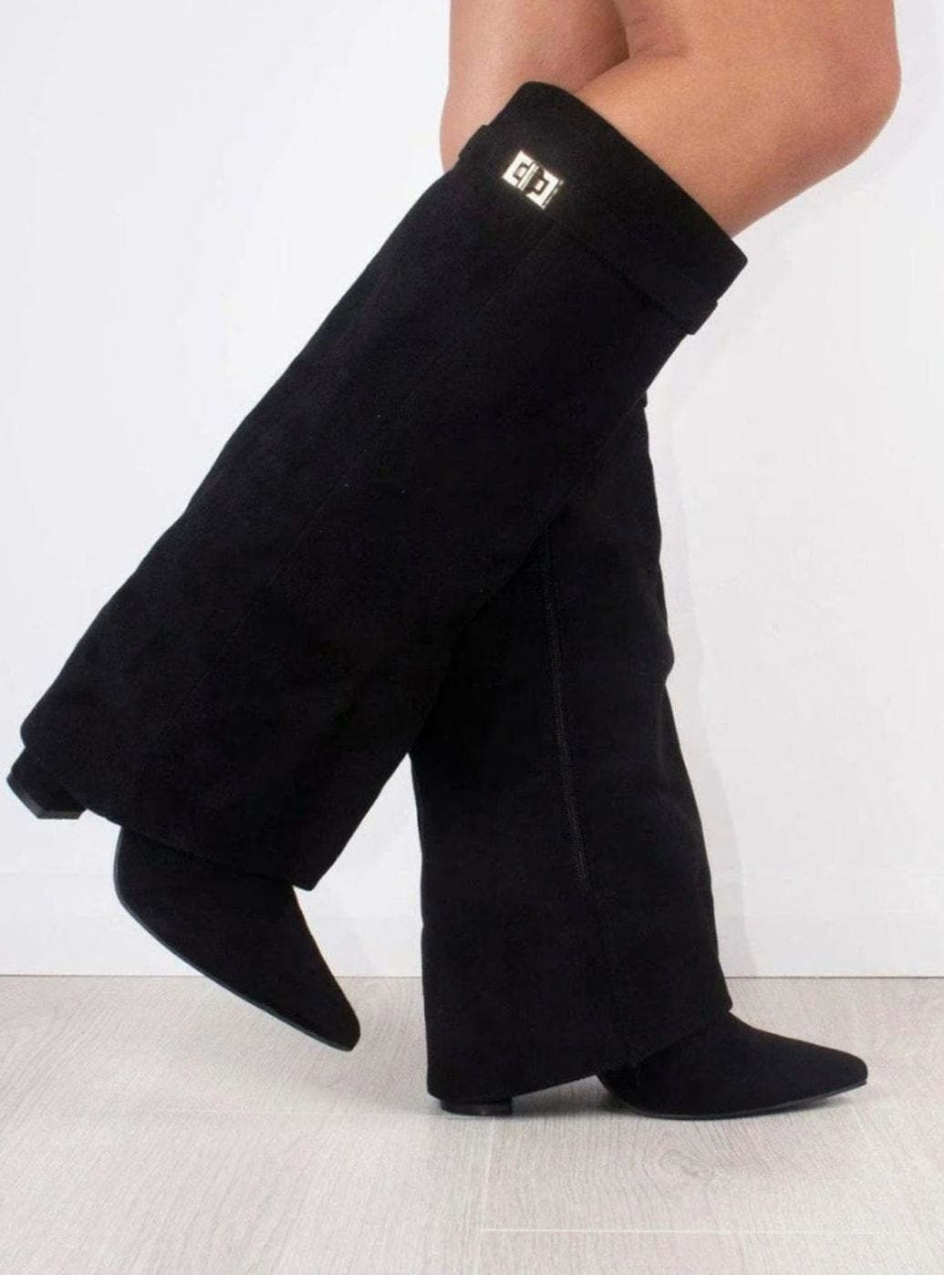 Women's Pointed-Toe Wedge-Heel Suede-Finish Tall Boots – view 3