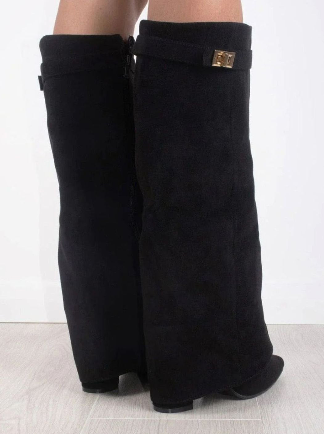 Women's Pointed-Toe Wedge-Heel Suede-Finish Tall Boots – view 5