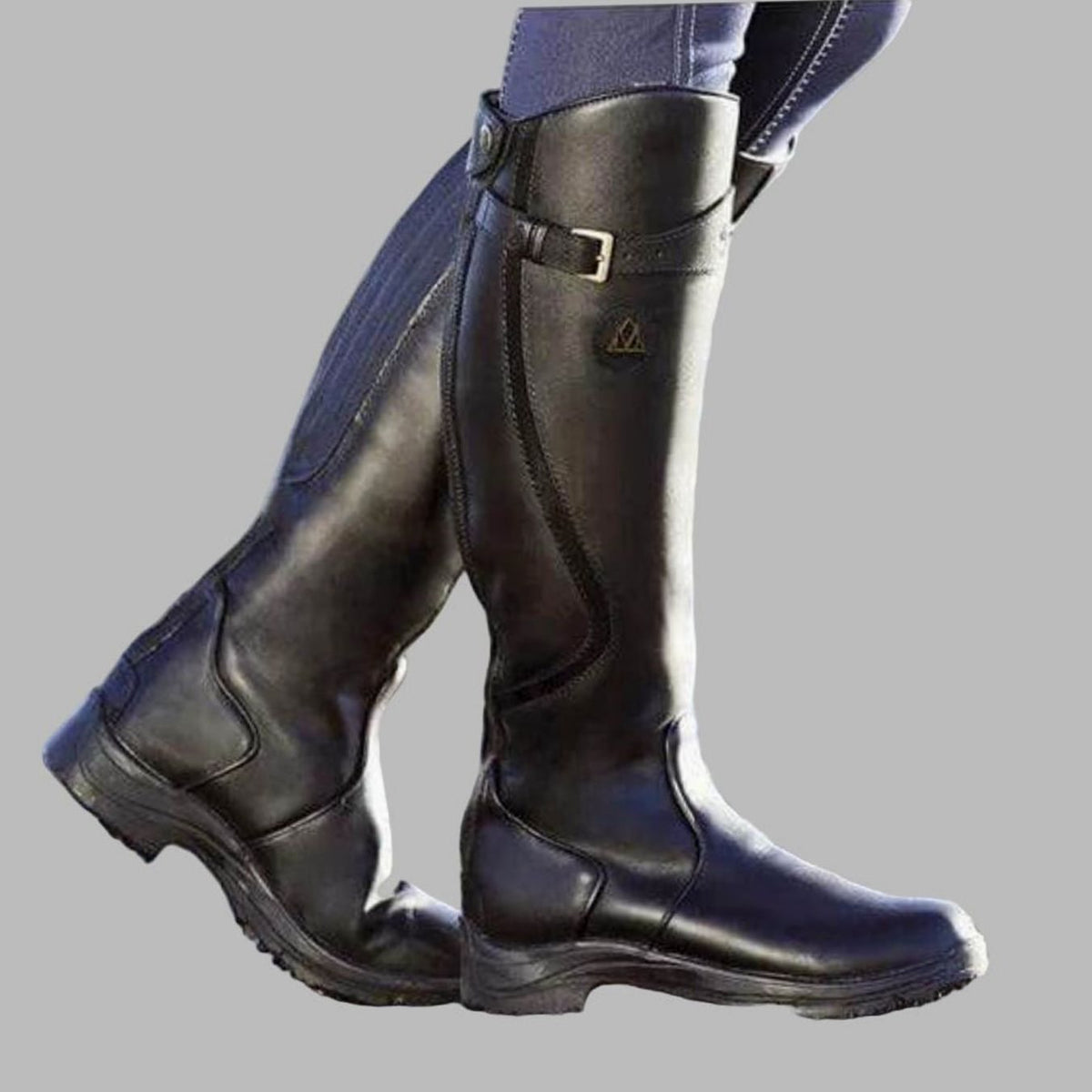 Women's Lug-Sole Tall Leather Hiking Boots for Layering – Black