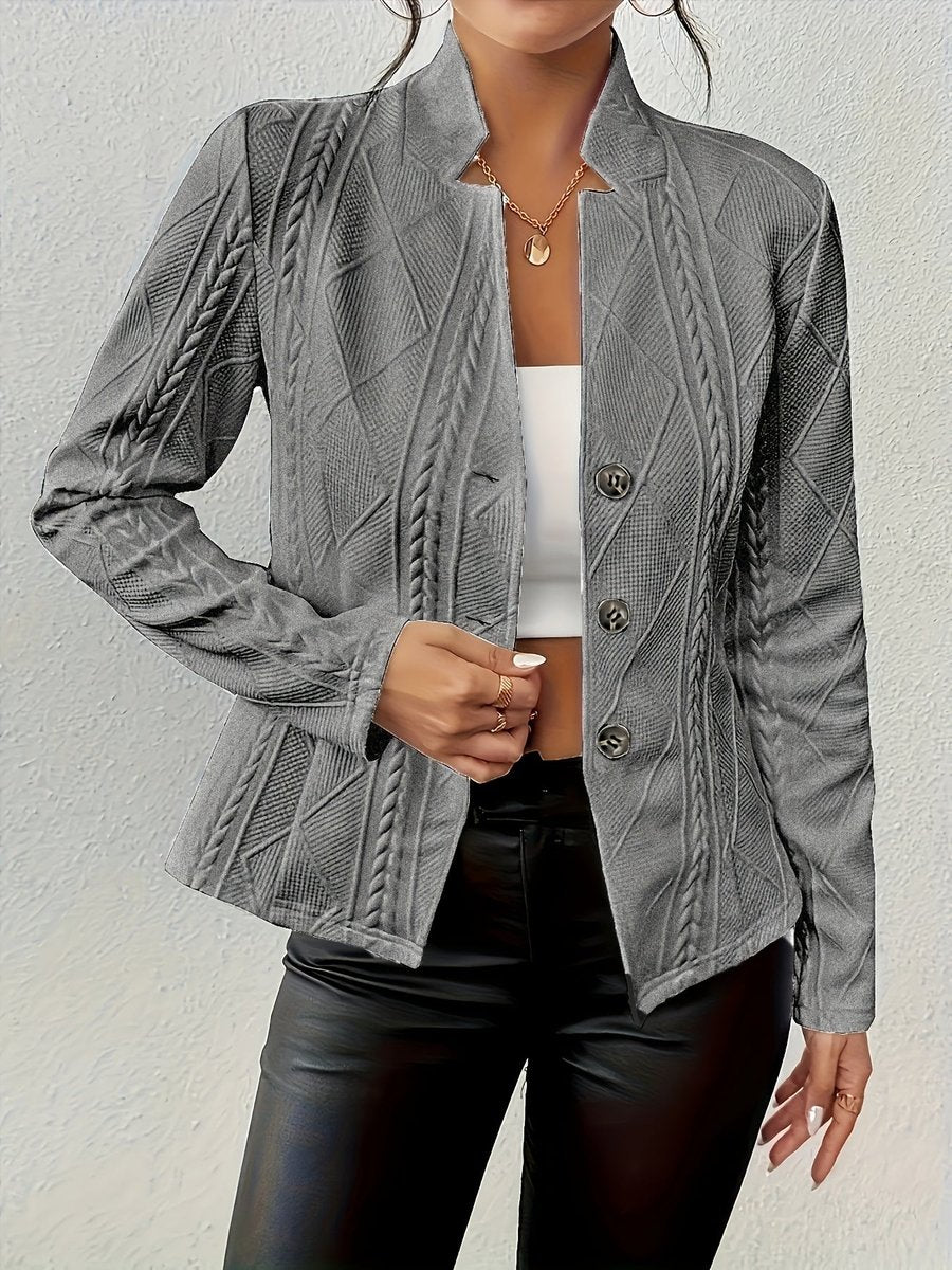 Women's Cable-Stitch Open-Style Padded Jacket – Gray