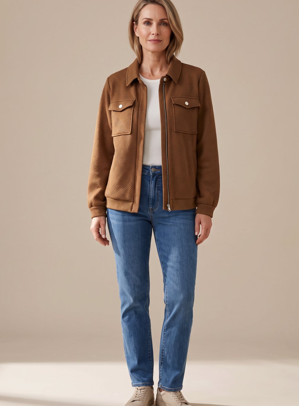 Women's Textured Full-Zip Bomber Jacket – view 4