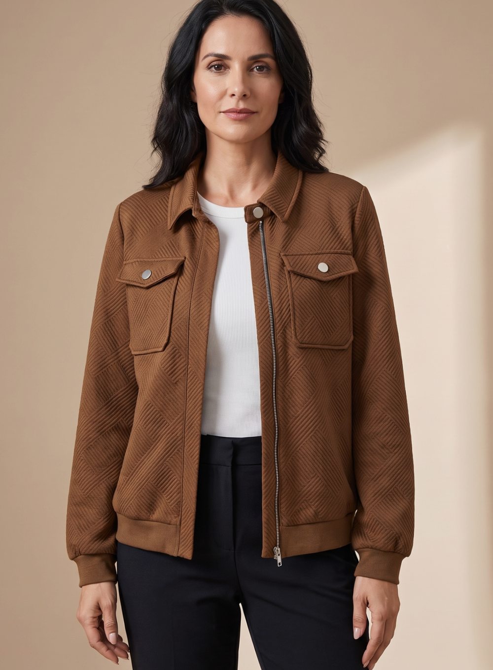Women's Textured Full-Zip Bomber Jacket – view 5