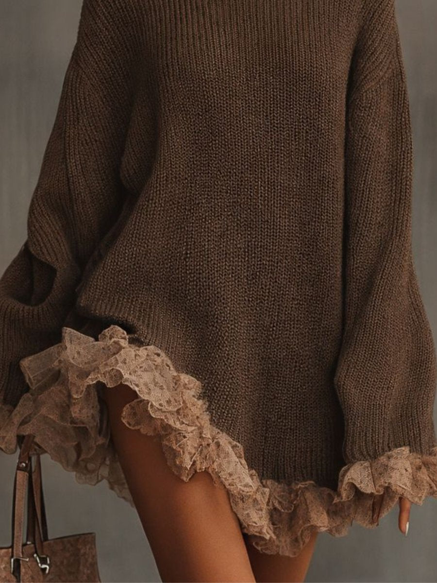 Women's Loose-Fit Roll-Neck Knit Sweater Dress – view 2